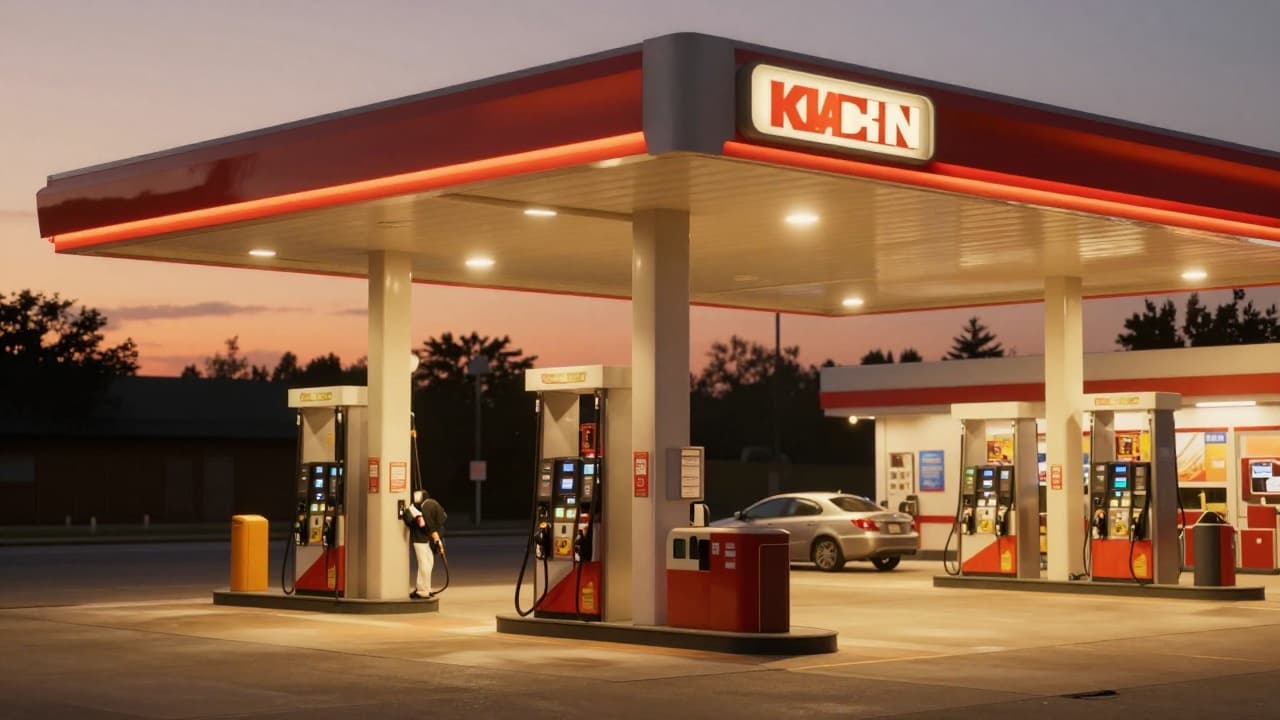 Gas pump at dusk