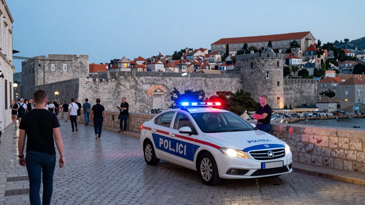Police on a street in Dubrovnik