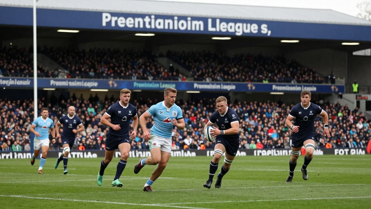 Rugby players in action on the pitch