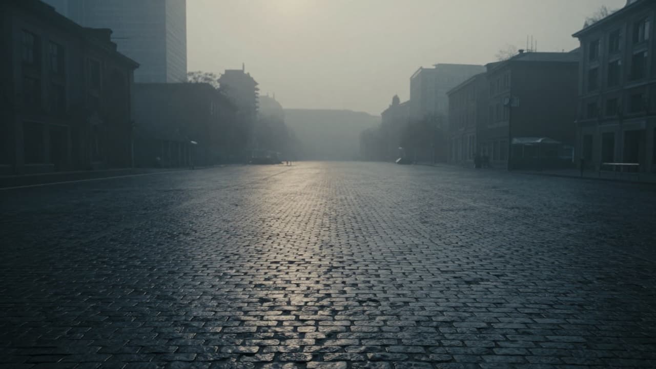Prazan trg u jutarnjim tonovima