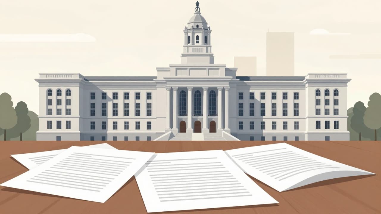 The City Hall with budget documents on the table