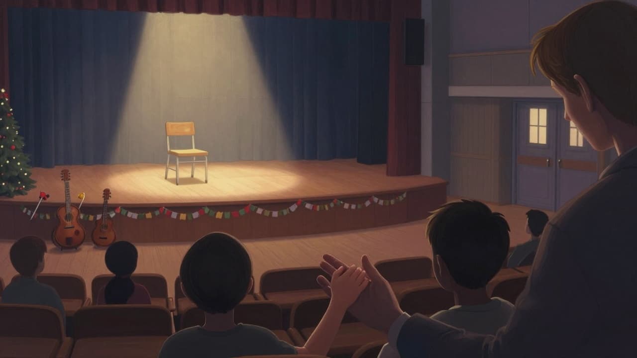 Parent's hand and child in front of the stage