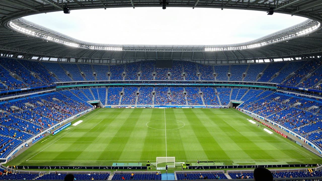 Plava masa navijača na tribinama stadiona