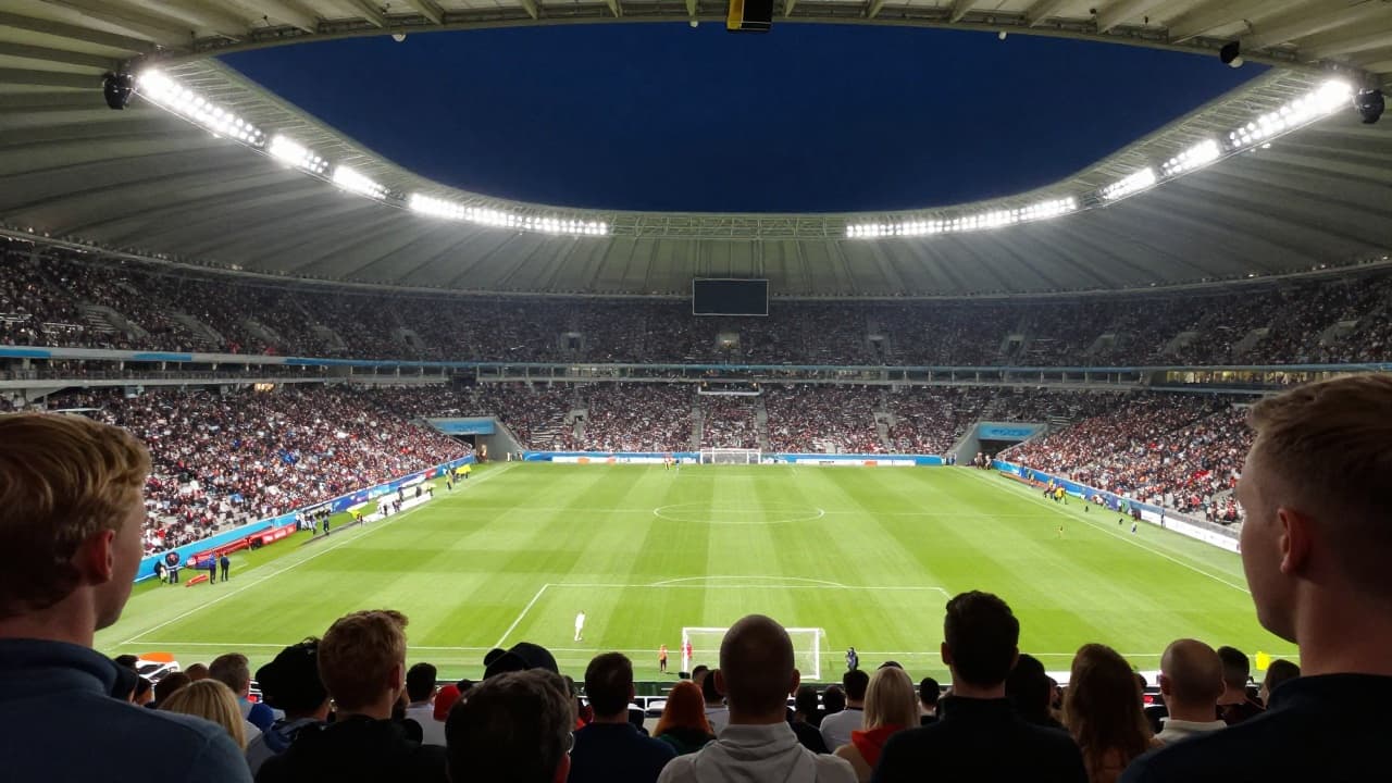 Night match at the large stadium