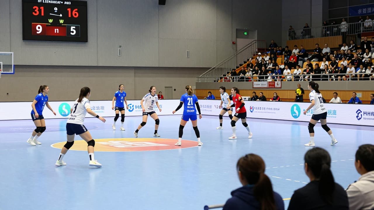 Handball match in the hall