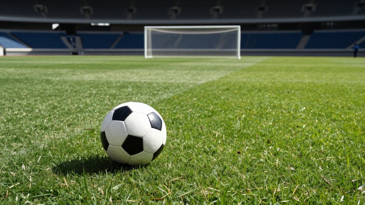 A football on a grass pitch