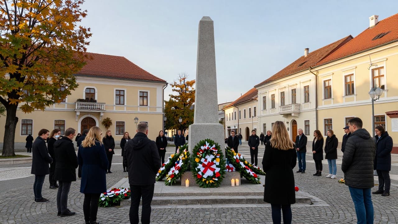 Vijenci i svijeće na spomen-obilježju u Pakracu