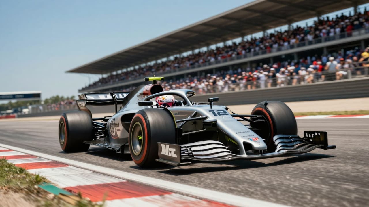 Car number 12 in a fast corner