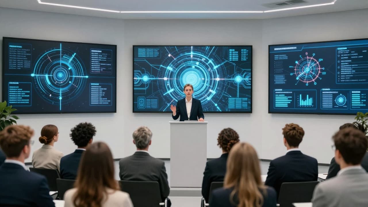 Apstraktna vizualizacija sigurnosti i umjetne inteligencije