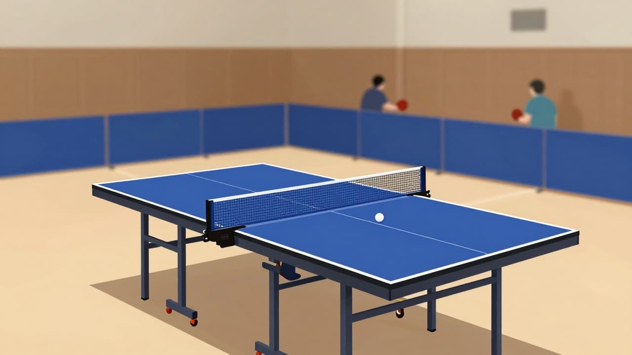 A table tennis table in a sports hall