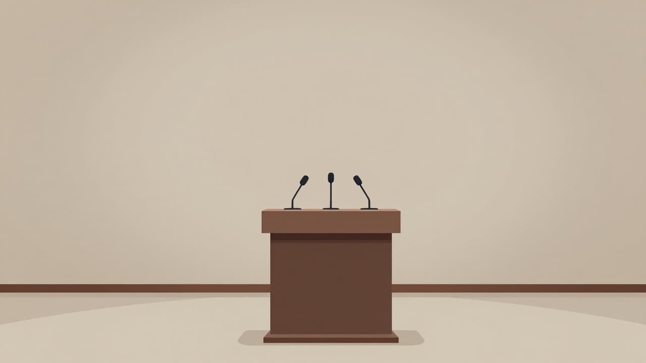 Empty podium at the conference