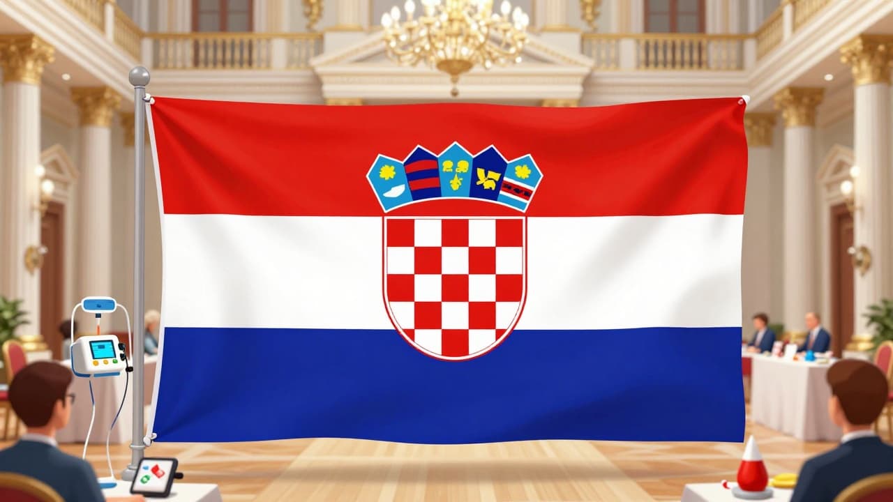 Croatian flag in the ceremonial hall