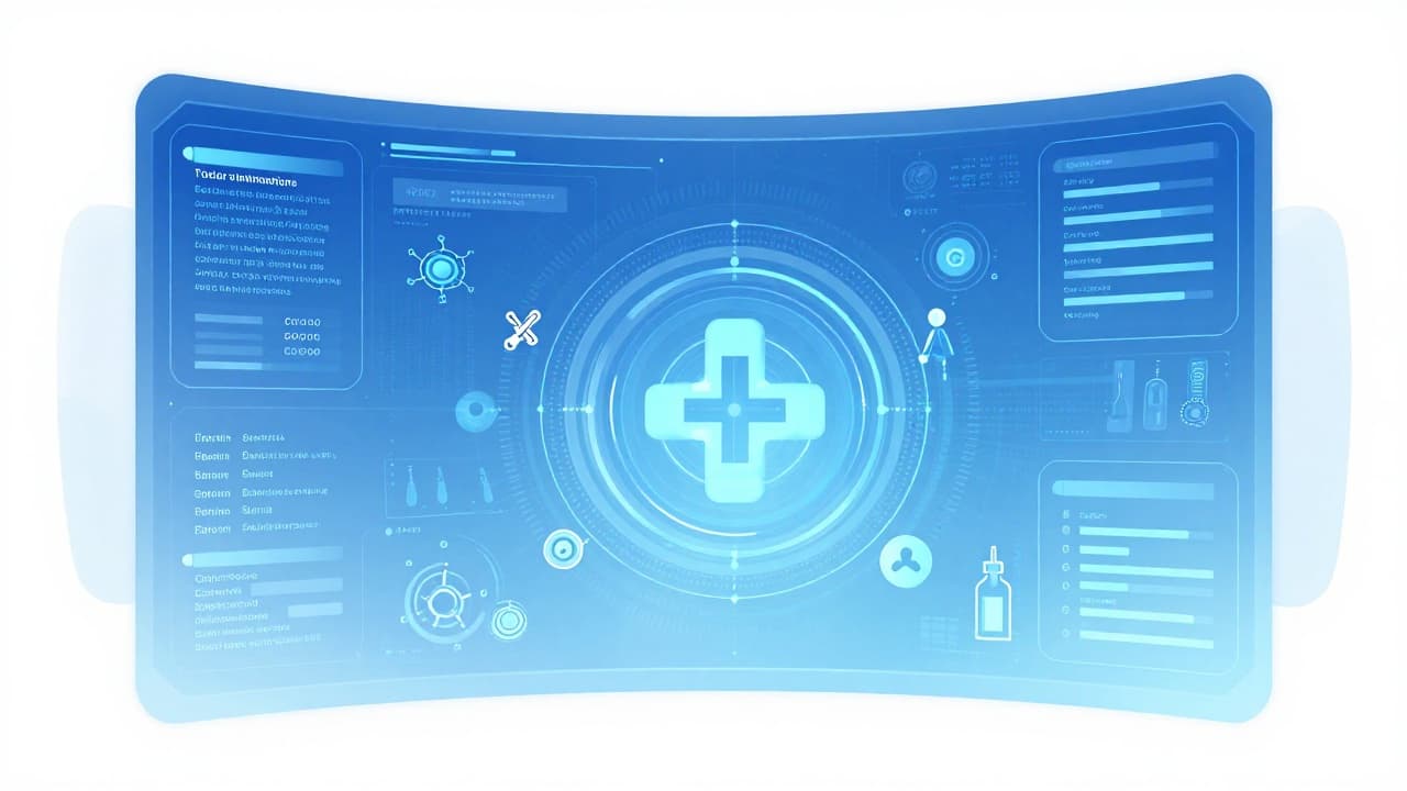 Digital interface with medical data in blue tones