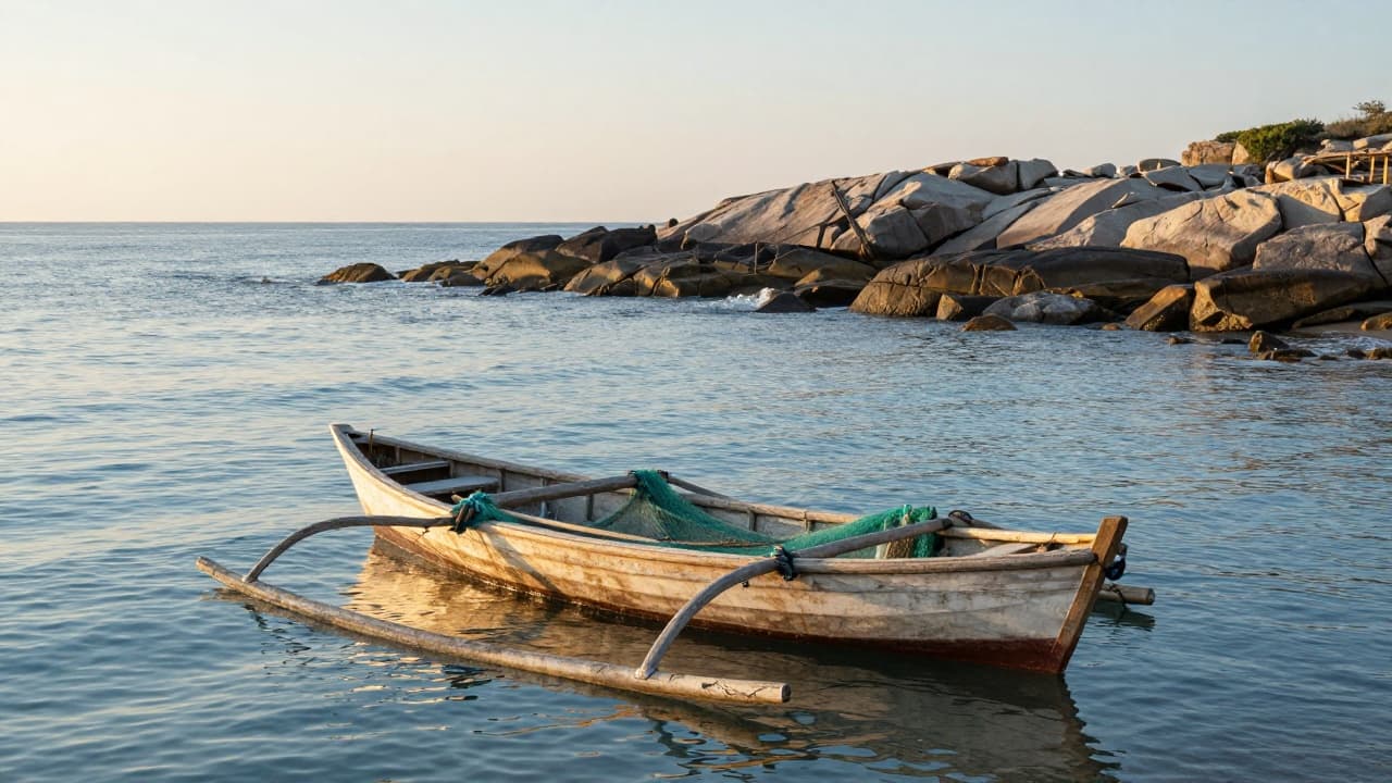 Fishing boat on calm sea