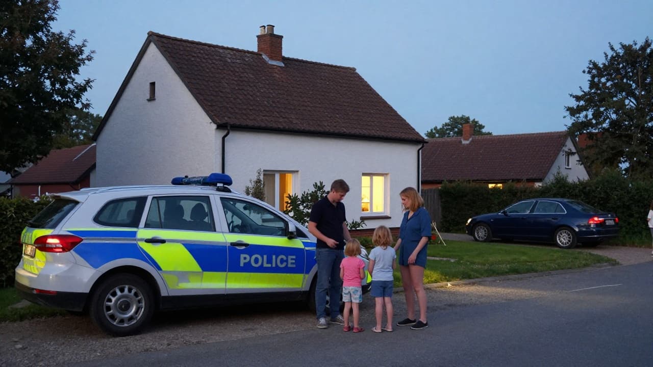 Policija na mjestu događaja u seoskom dvorištu