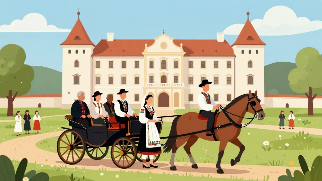 Ilustracija: smotra folklora pred dvorcem