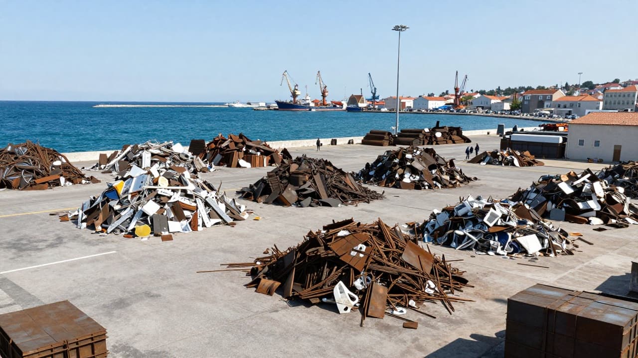 Accumulated scrap metal in Ploče Port