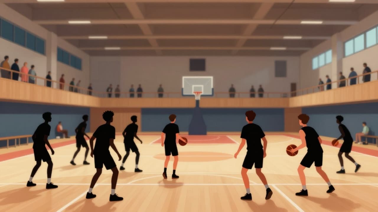 Young basketball players in action