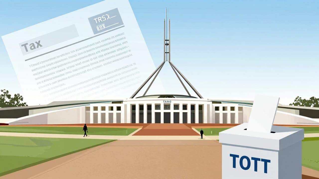 Parliament in Canberra with overlapping tax elements