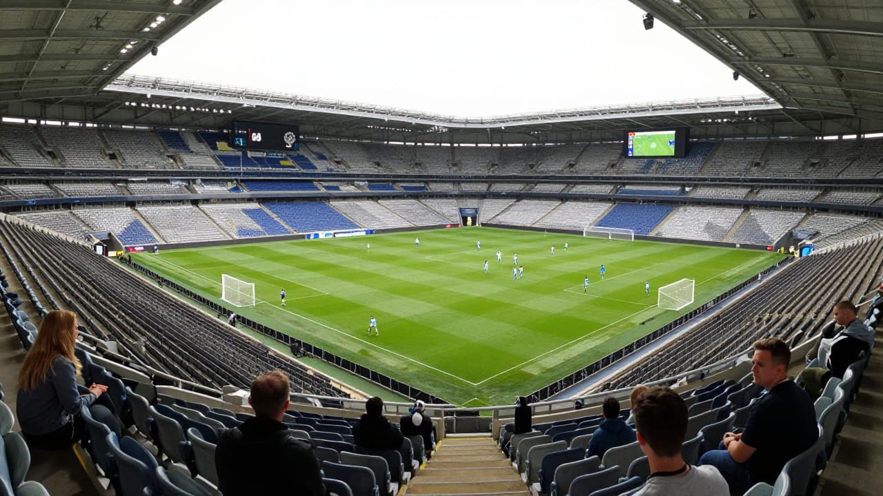 Empty stands during a match on the pitch