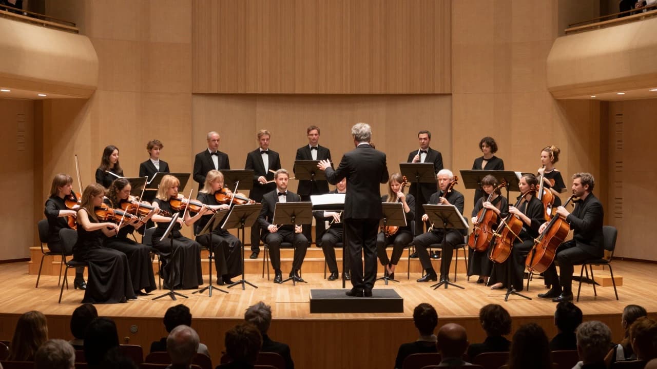 Vocal ensemble under the conductor's baton