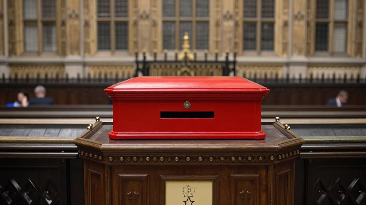 The red budget box on the podium