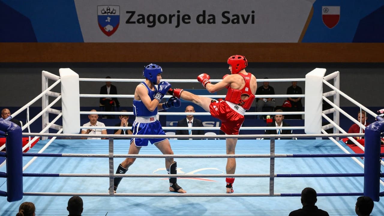 Fighters in the ring during the international tournament