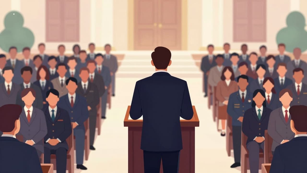 Anonimni govornik na pozornici tijekom proslave