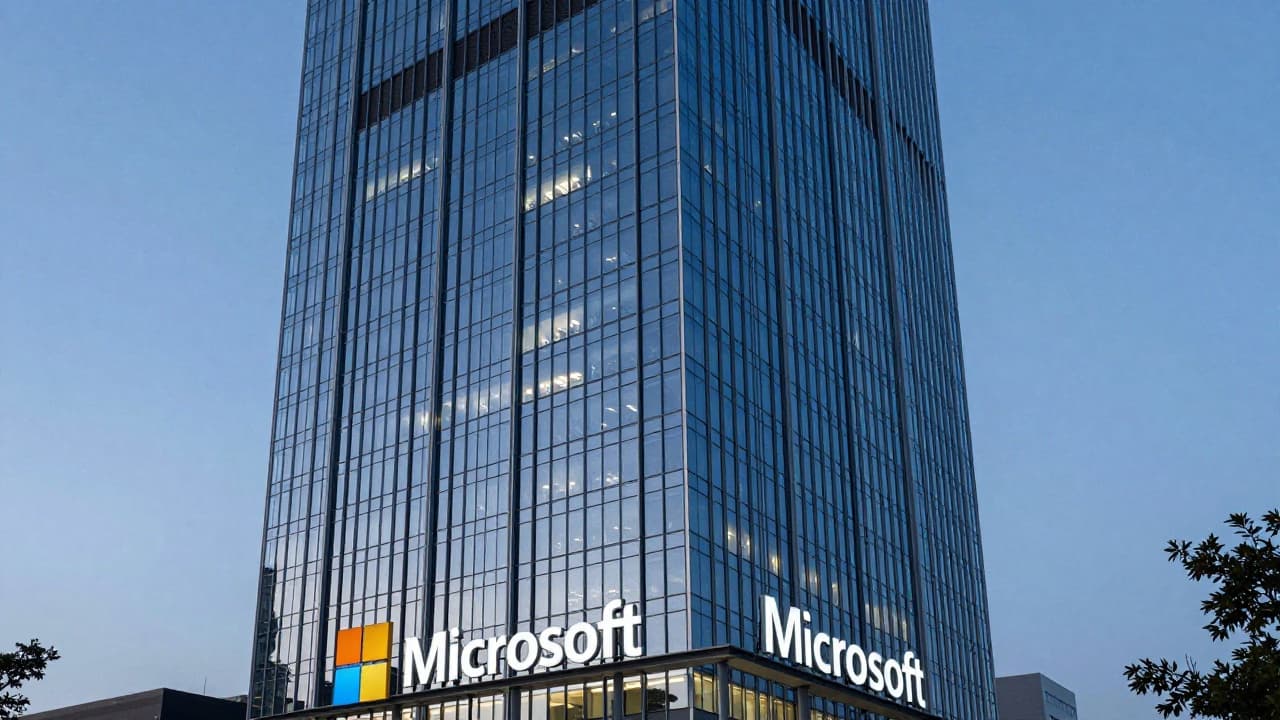 Microsoftova poslovna zgrada u sumrak