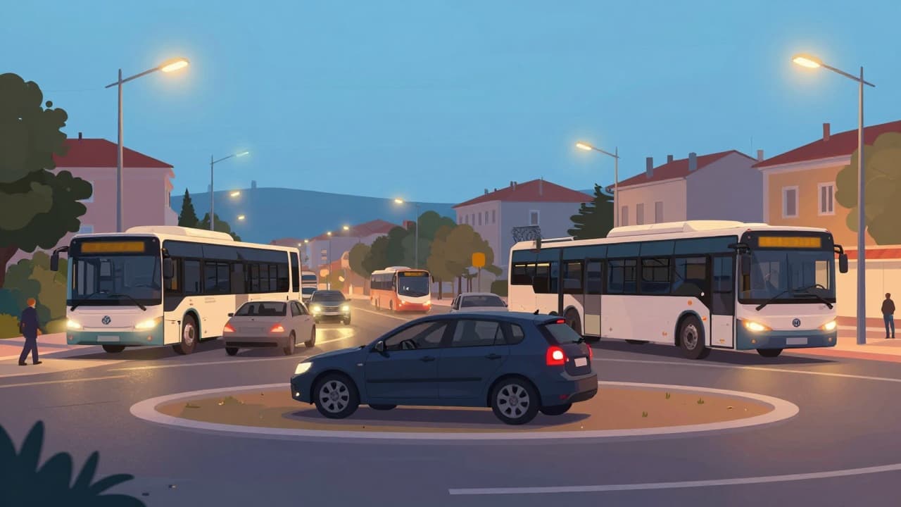 Car blocks traffic at the intersection