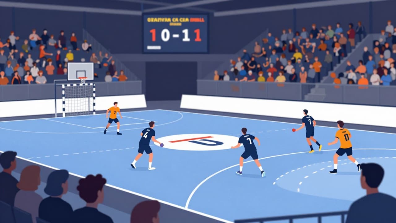 Young handball players in action