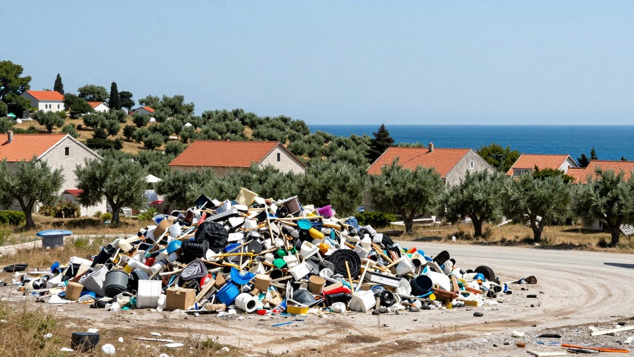Gomila otpada iza kuća