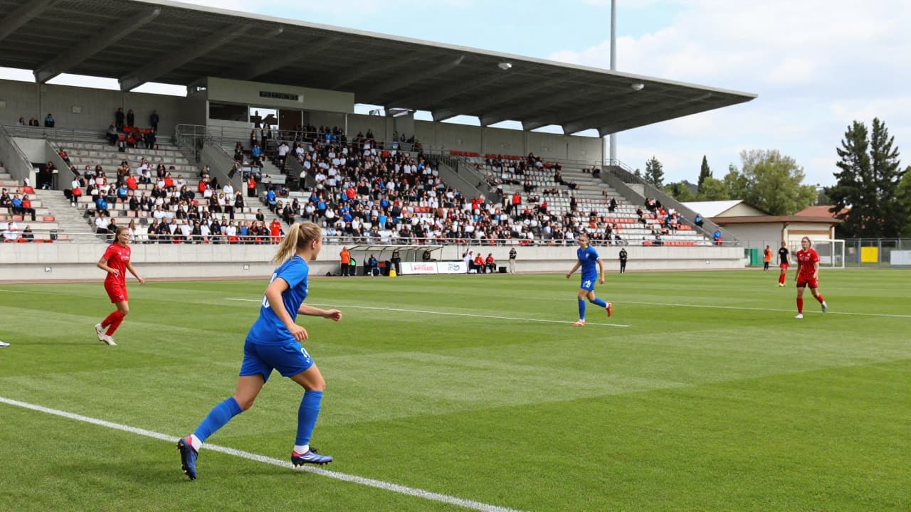 A women's football match at the stadium