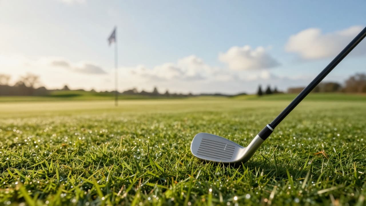 Golf course on a green lawn