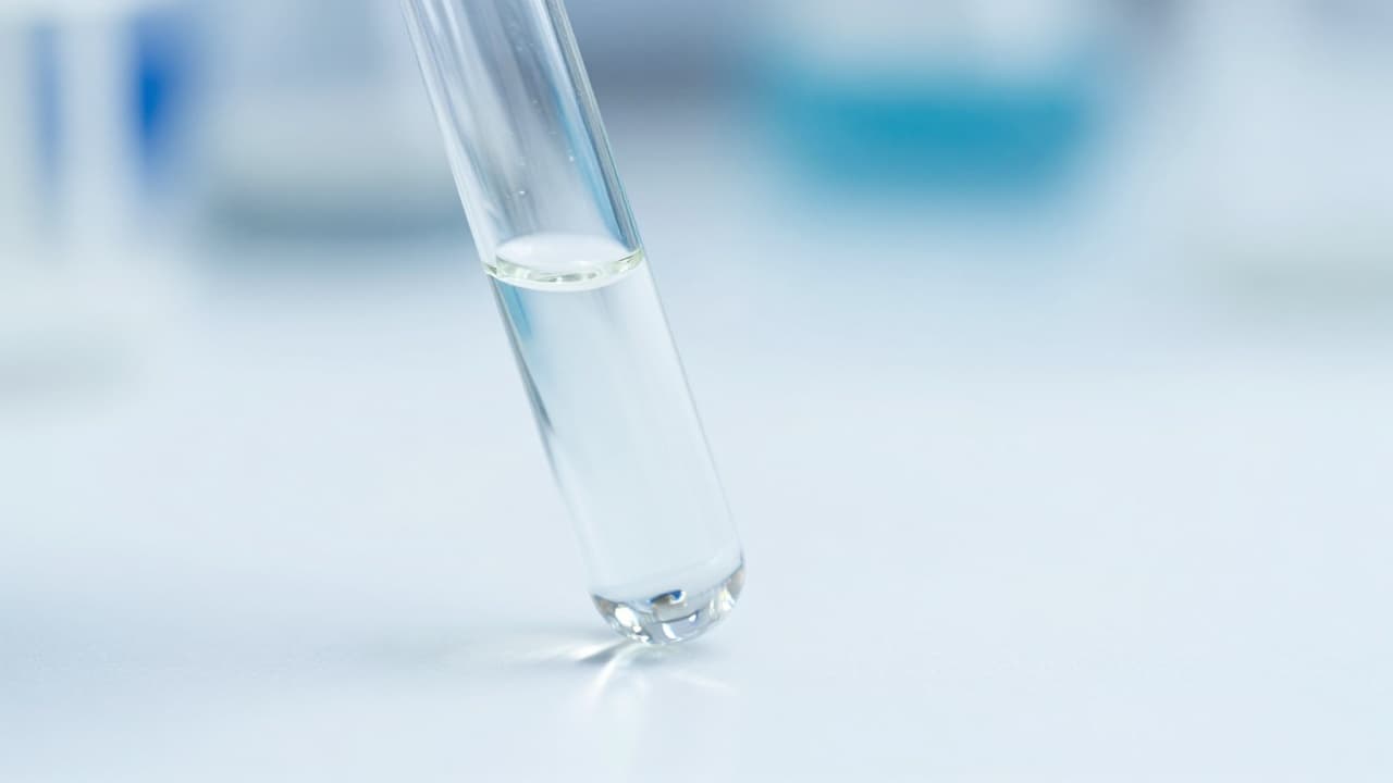 Image: Glass test tube with liquid
