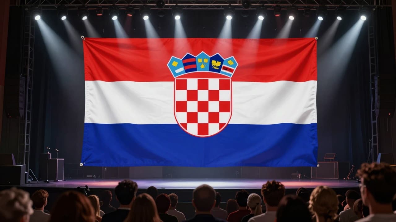 Croatian flag on stage