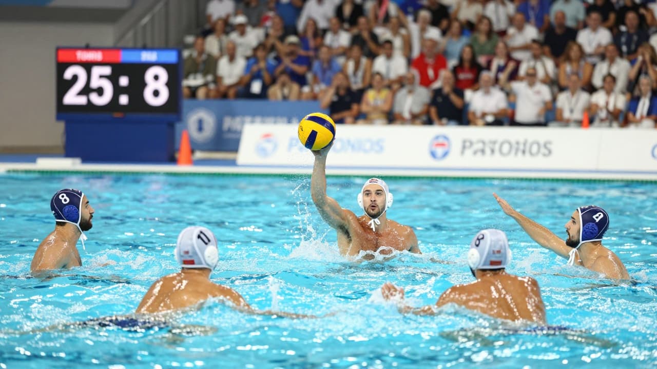 The winning score of 25-8 on the scoreboard