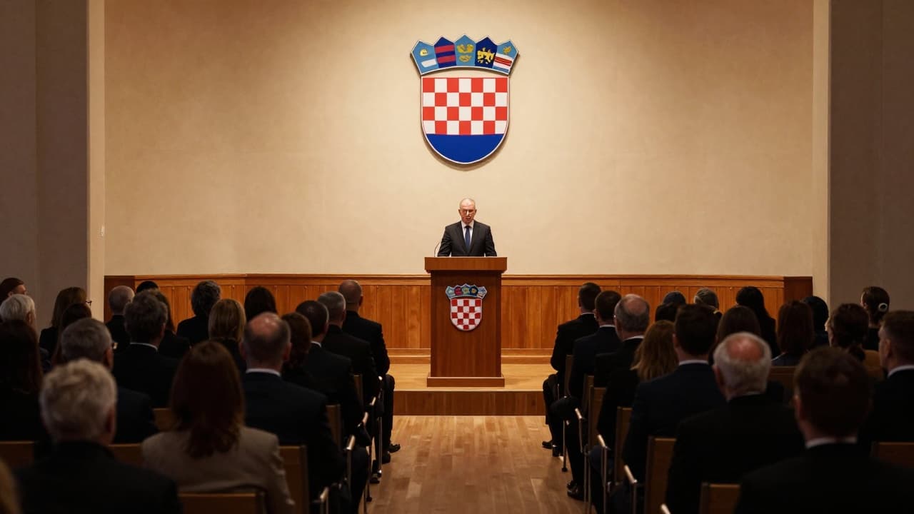 Ceremonial session in the hall with the Istrian coat of arms