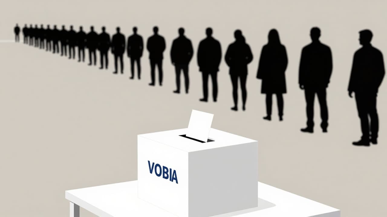 Queues of voters in front of a polling station
