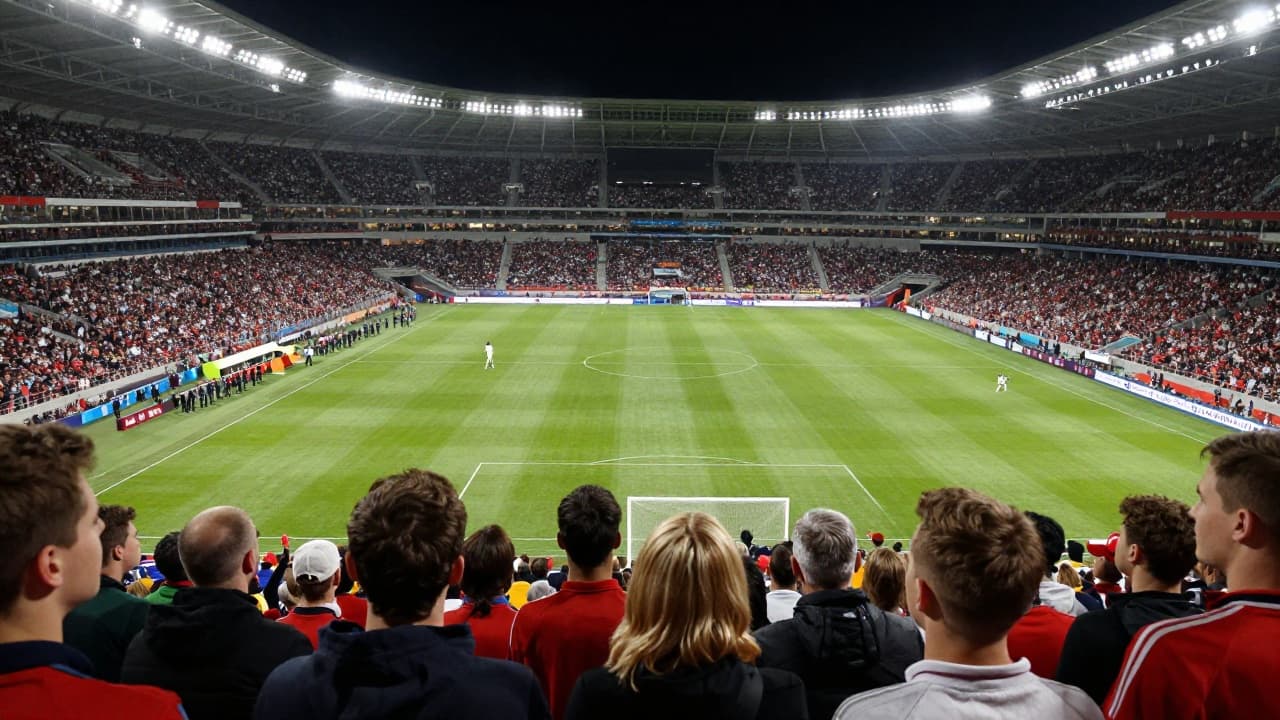 Napeta atmosfera na noćnom nogometnom stadionu