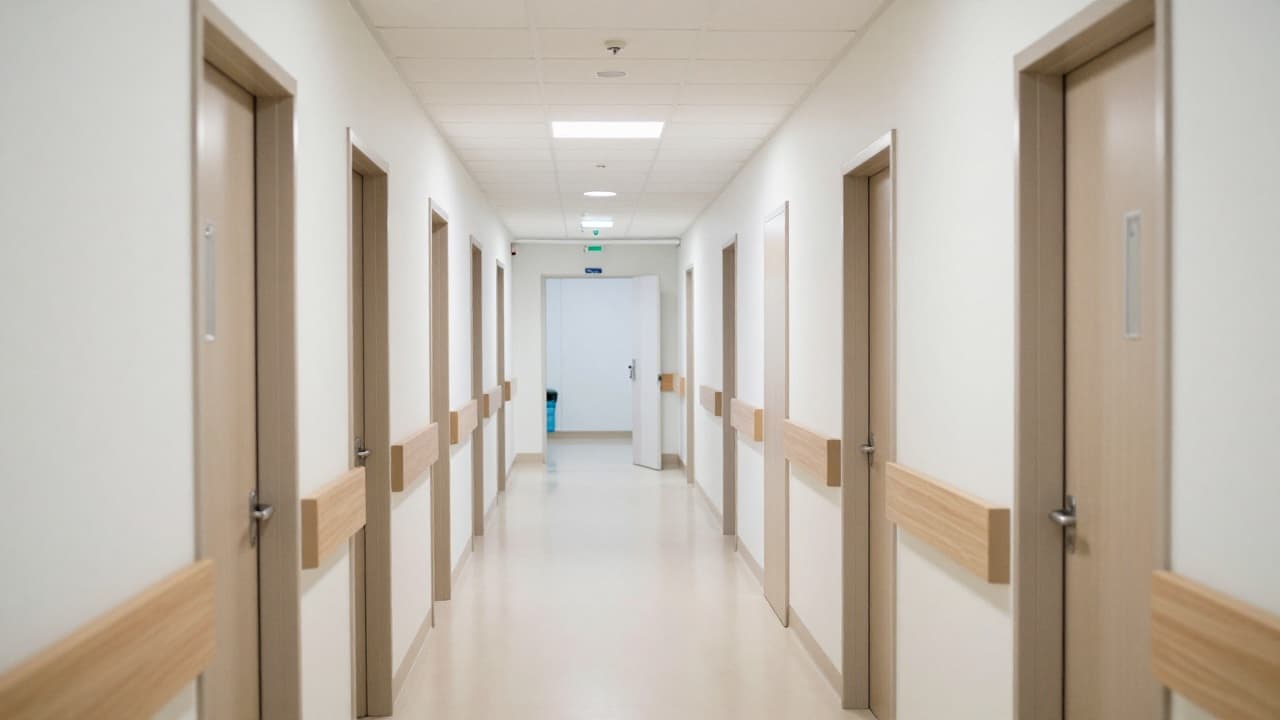 An empty corridor in a modern hospital