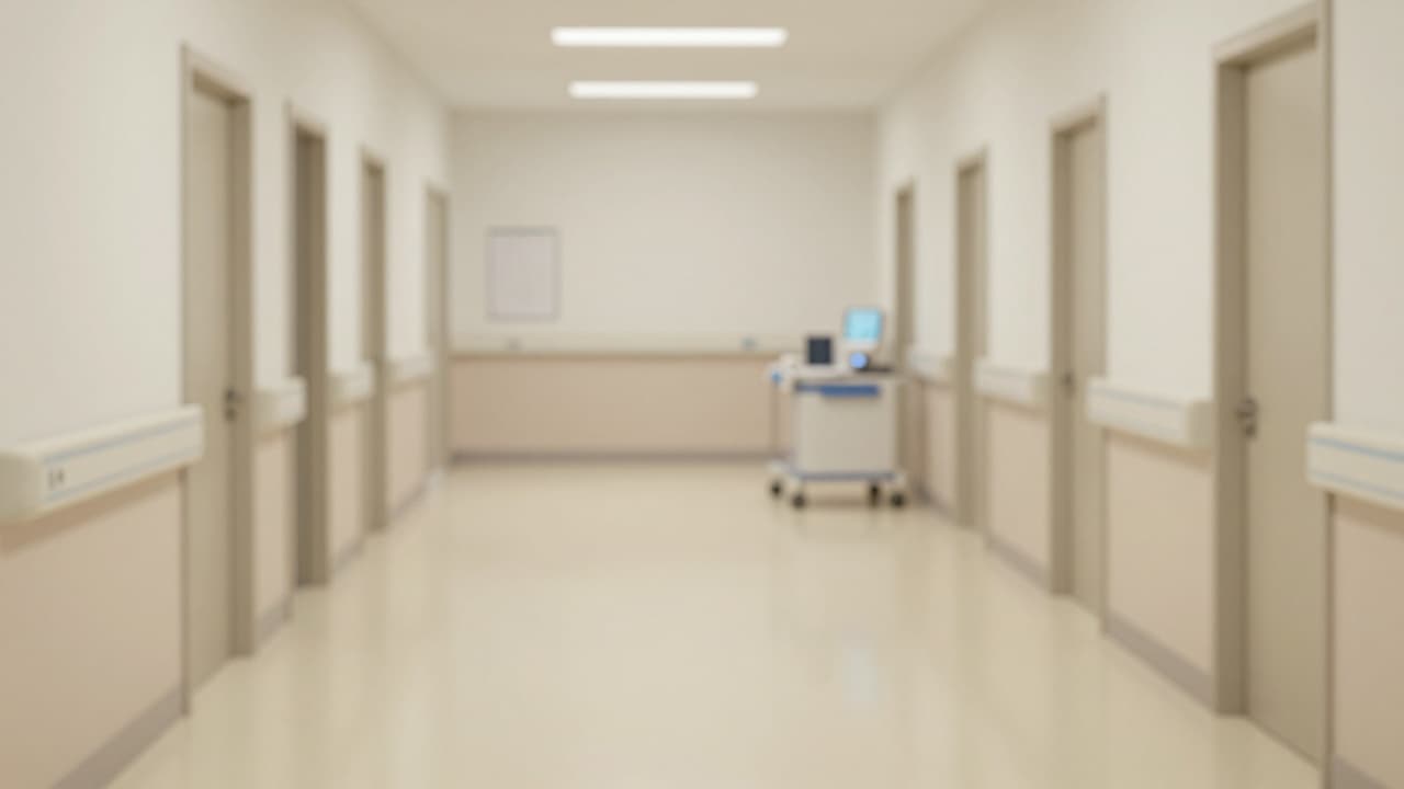 An empty hospital room with medical equipment