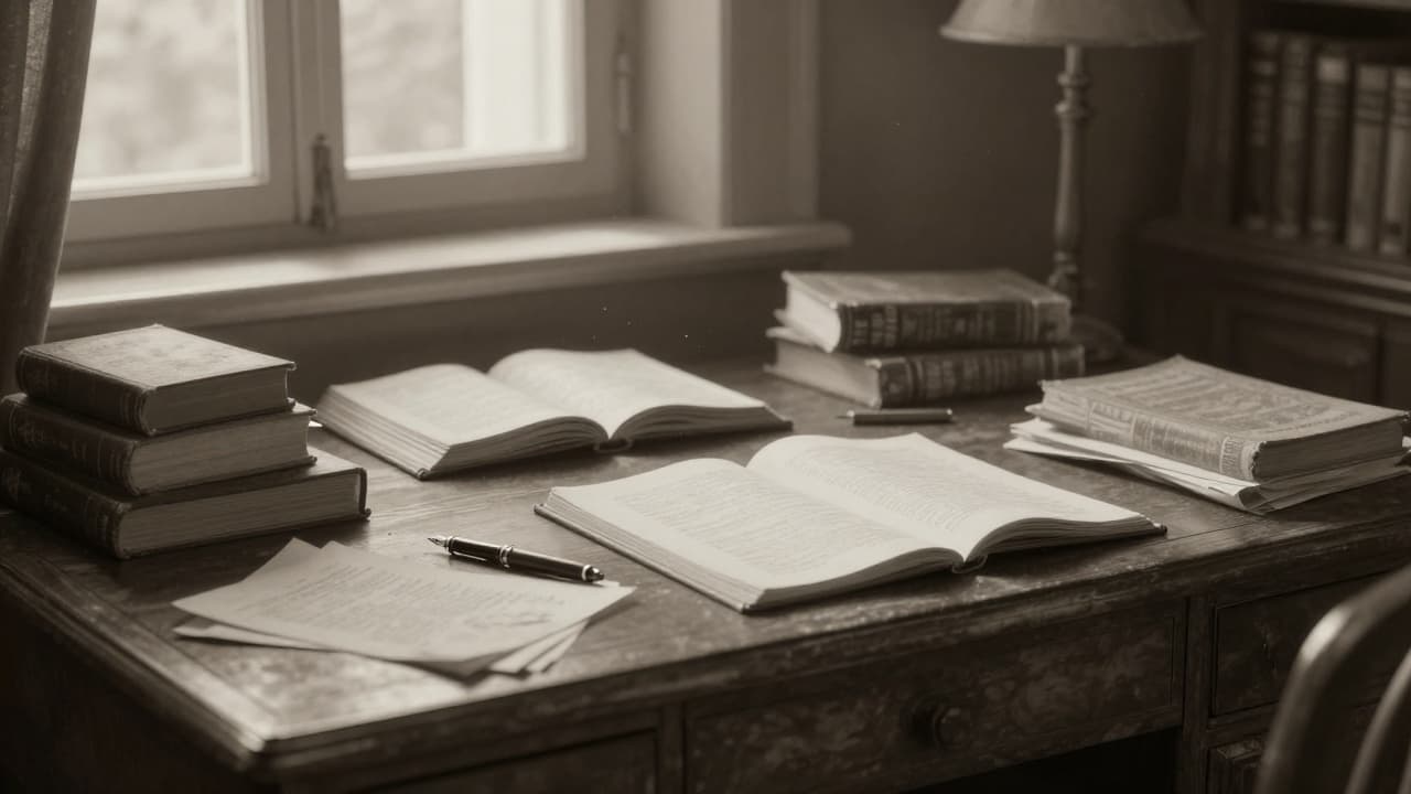 Old table with open books