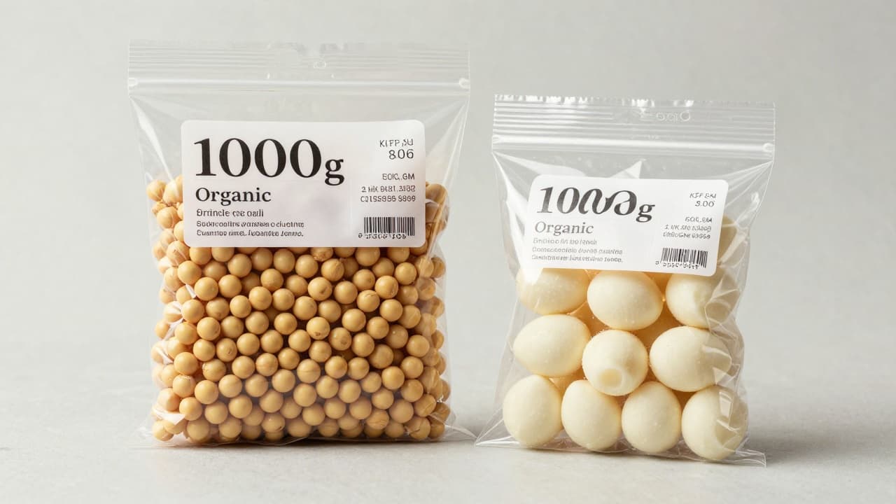 Packed food on a neutral background
