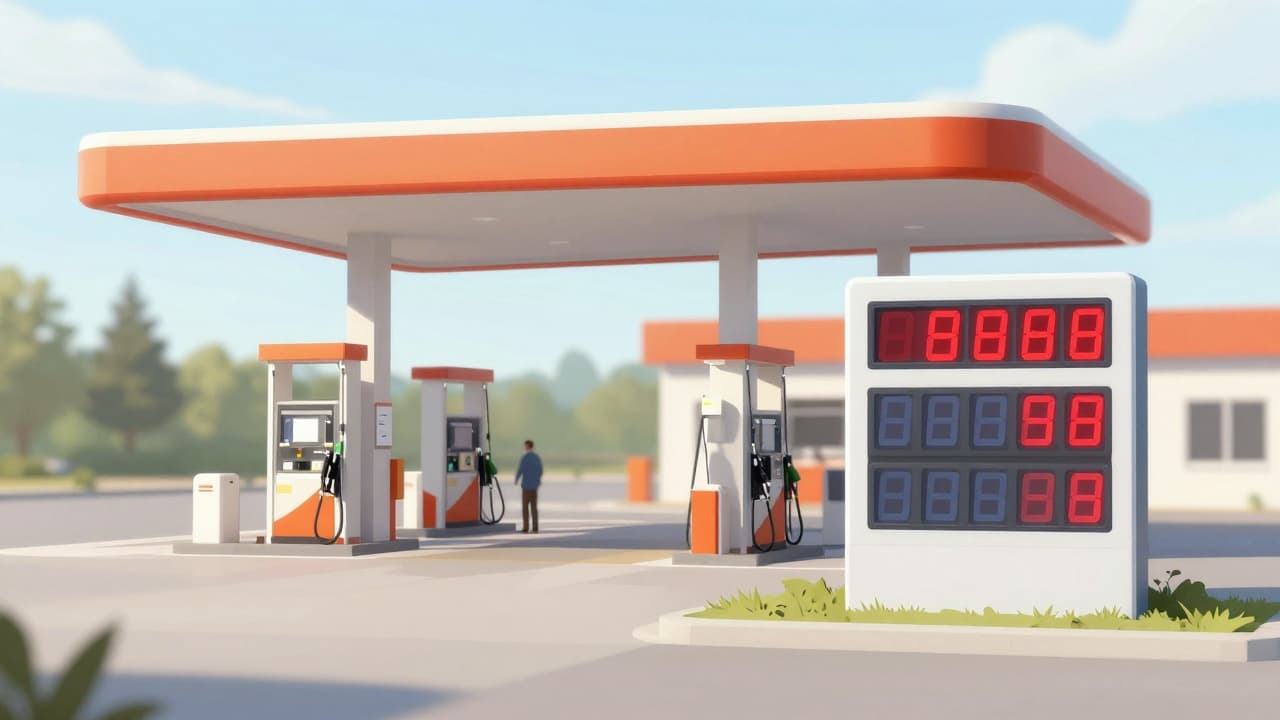 Digital price board at a gas station