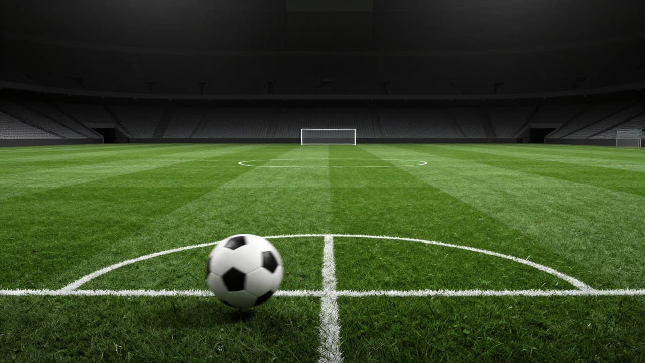 Poor angle of the football pitch with the ball in motion