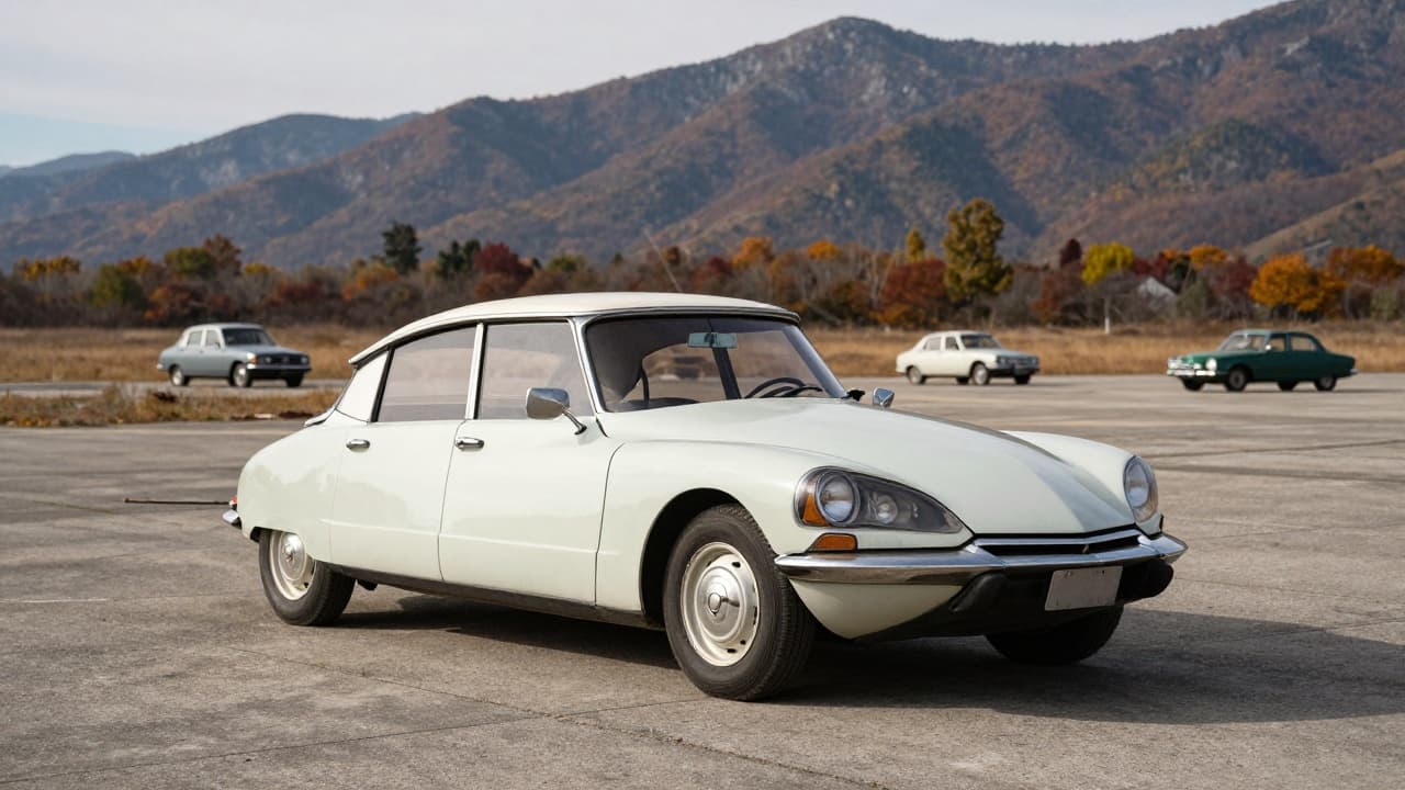 Vintage Citroen DS on asphalt