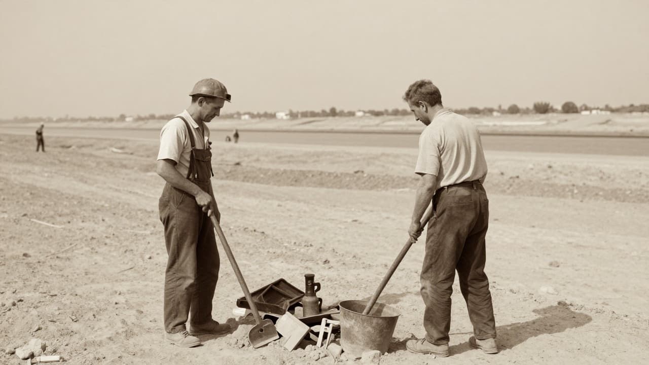 A worker on the Suez Canal construction site