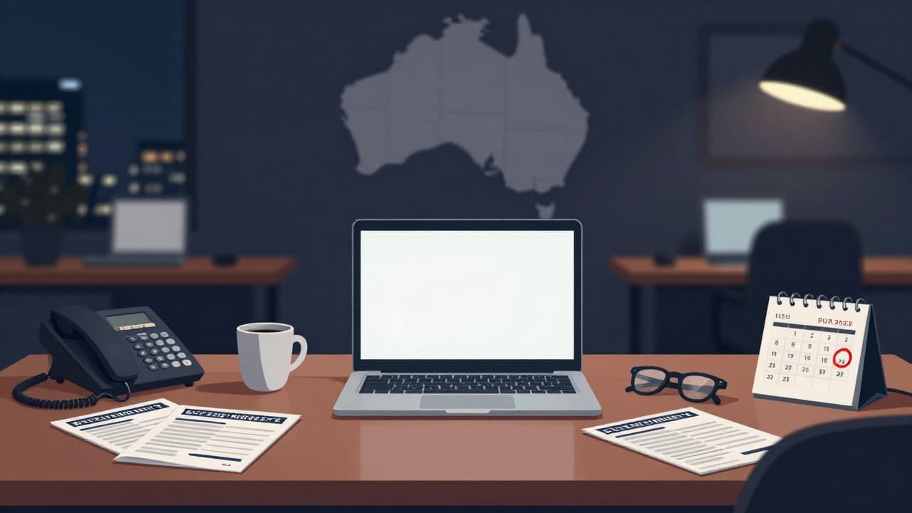 Desk with laptop and calendar