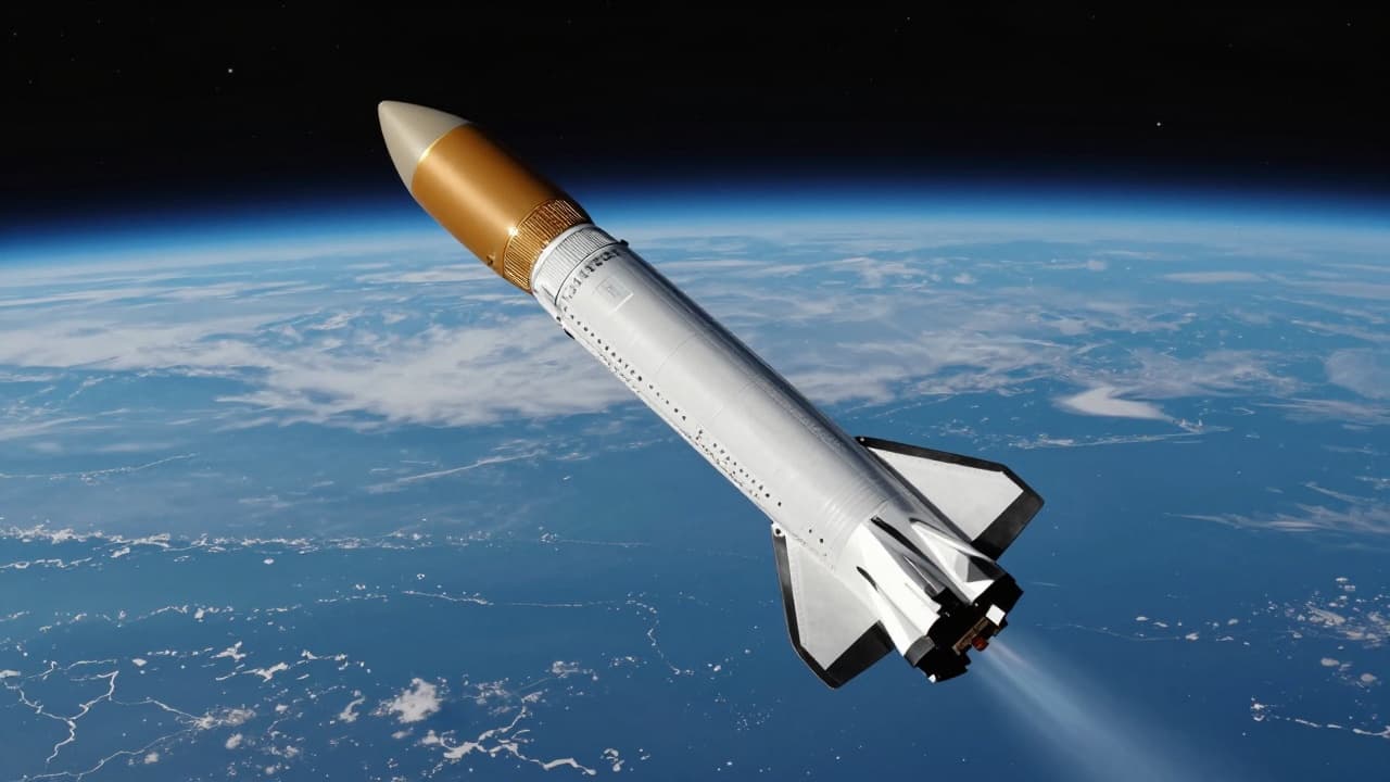 Starship raketa u letu iznad Zemlje